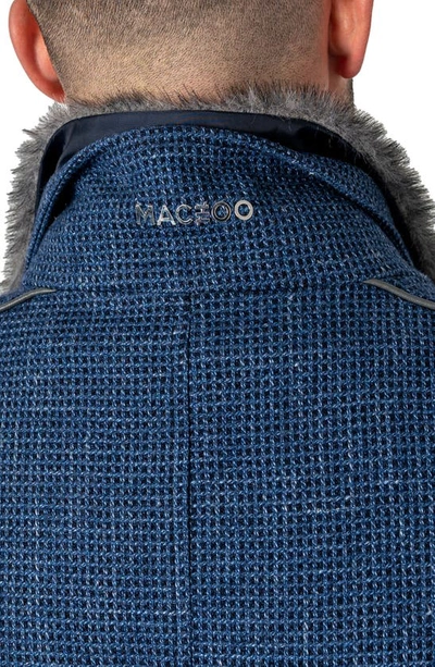 Shop Maceoo Captain Wool Overcoat In Blue