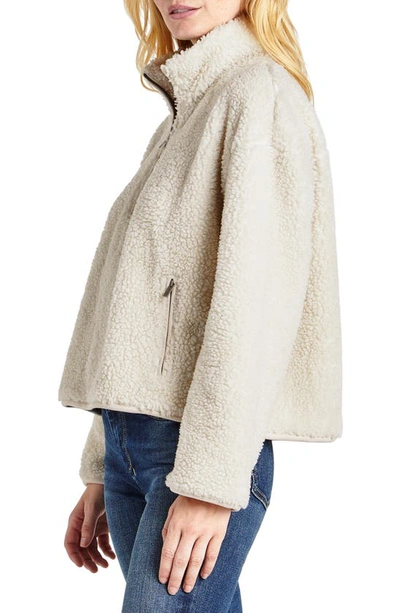 Shop Splendid Quarter Zip High Pile Fleece Pullover In White Sand