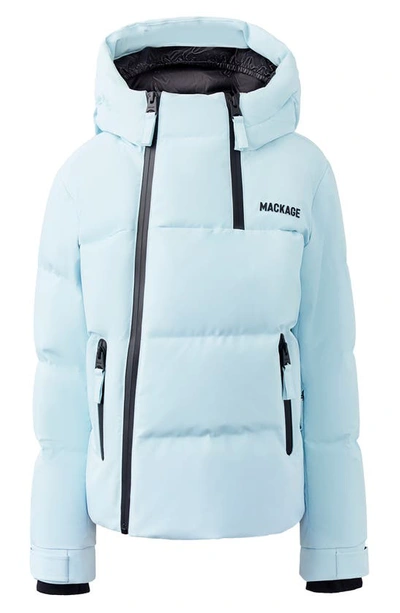 Shop Mackage Kids' Leland Hooded 800 Fill Power Down Ski Jacket In Air