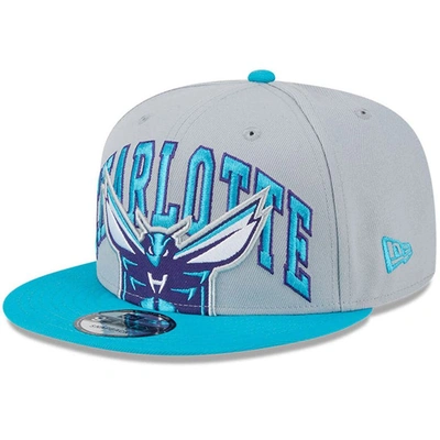 Shop New Era Gray/teal Charlotte Hornets Tip-off Two-tone 9fifty Snapback Hat