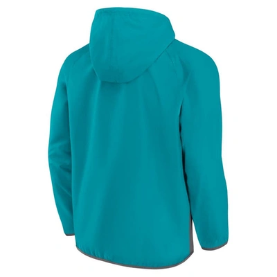 Fanatics Branded  Teal/gray Charlotte Hornets Anorak Flagrant Foul Color-block Raglan Hoodie Half-zi In Teal