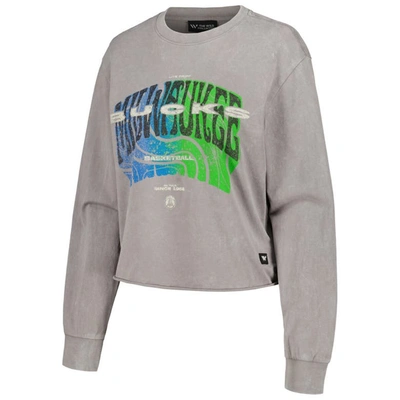 Shop The Wild Collective Gray Milwaukee Bucks Band Cropped Long Sleeve T-shirt
