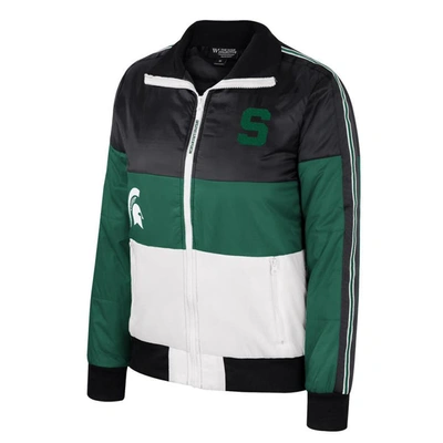 Shop The Wild Collective Green Michigan State Spartans Color-block Puffer Full-zip Jacket
