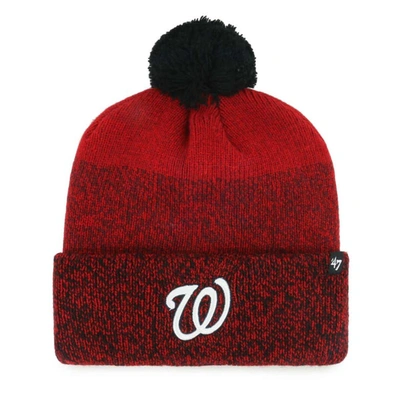 Shop 47 ' Red Washington Nationals Darkfreeze Cuffed Knit Hat With Pom