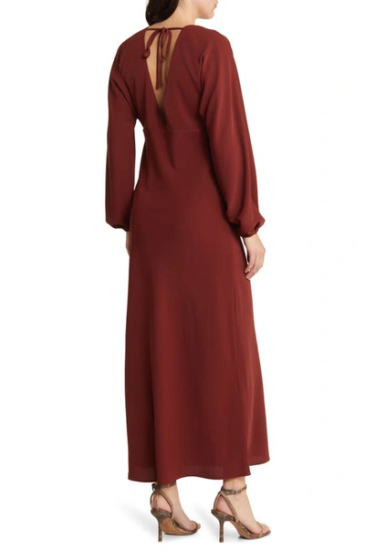 Shop Charles Henry Long Sleeve Open Back Dress In Rust