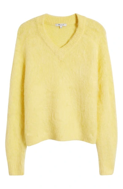 Madewell Brushed V-neck Sweater In Heather Lemon