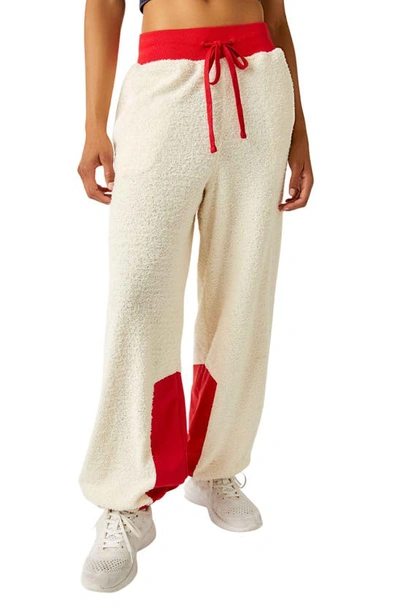 Shop Fp Movement Cuddle Up Fleece Tie Waist Pants In Ivory