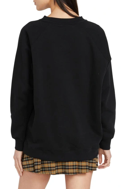 Shop Volcom Dede Embroidered Oversize Sweatshirt In Black