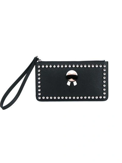 Leather and Mink Fur Karlito Wristlet Pouch