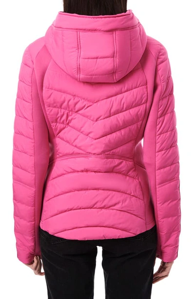 Shop Bernardo Hooded Quilted Water Repellent Jacket In Vibrant Pink