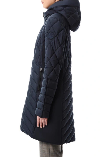 Shop Bernardo Mixed Media Water Resisant Quilted Puffer Jacket In Arctic Blue