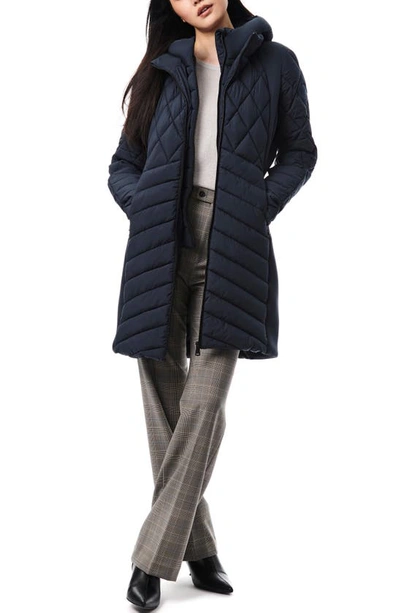 Shop Bernardo Mixed Media Water Resisant Quilted Puffer Jacket In Arctic Blue
