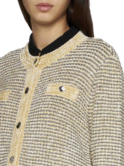 Shop Tory Burch Sweaters In Ivory  /  Metallic Gray