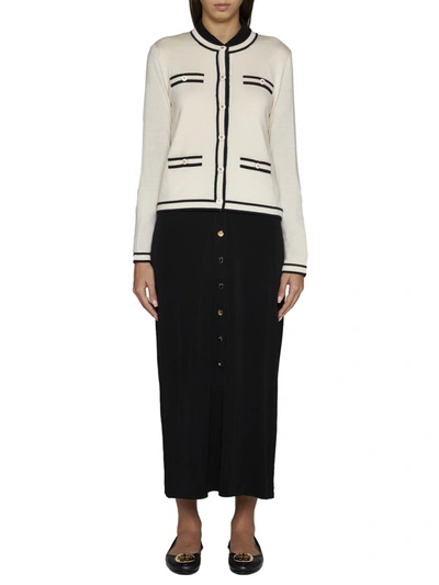 Shop Tory Burch Sweaters In French Cream / Medium Navy