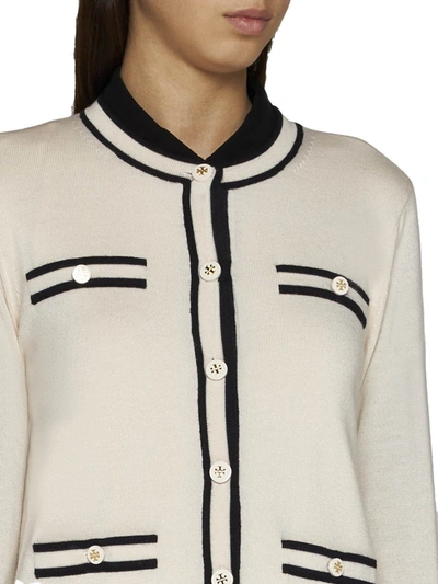 Shop Tory Burch Sweaters In French Cream / Medium Navy