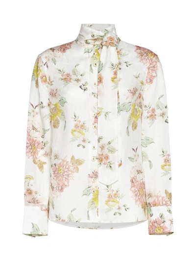 Shop Zimmermann Shirts In Coral Floral