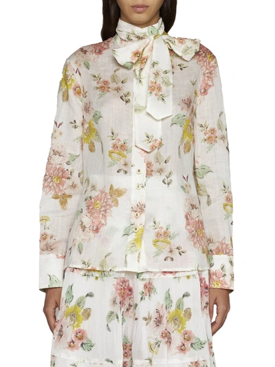 Shop Zimmermann Shirts In Coral Floral