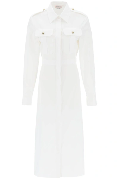 Shop Alexander Mcqueen Shirt Dress In Poplin Women In White
