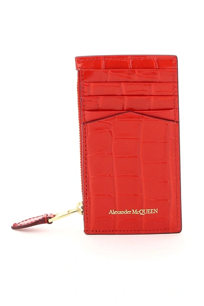 Shop Alexander Mcqueen Skull Card Holder Pouch Women In Red