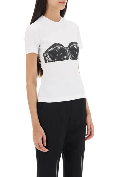 Shop Alexander Mcqueen T-shirt With Bustier Print Women In White