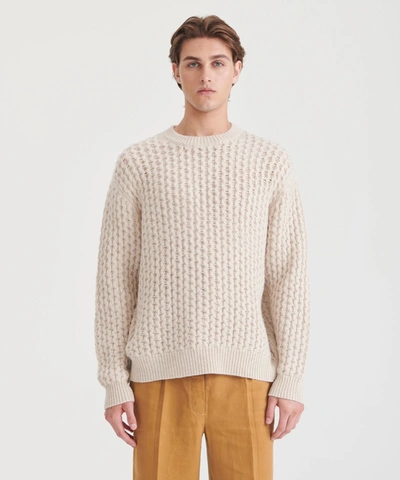 Shop Naadam Cashmino Honeycomb Crewneck Sweater In Oatmeal