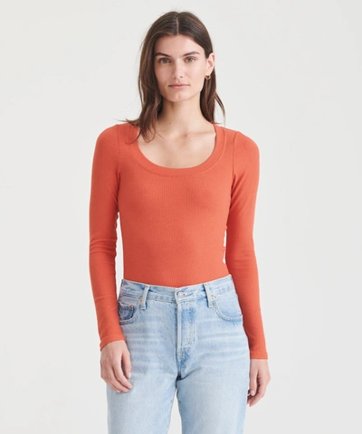 Shop Naadam Ribbed Modal Cashmere Scoop Neck Top In Sienna