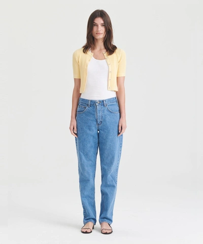 Shop Naadam Silk Cashmere Short Sleeve Cardigan In Pale Yellow