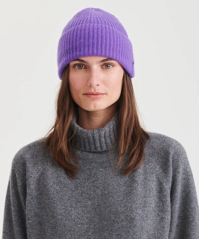Shop Naadam Signature Cashmere Ribbed Beanie In Ultraviolet