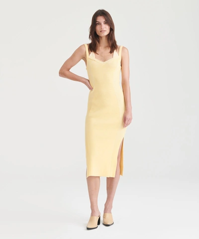 Shop Naadam Naia Cashmere Color Plaited Tank Dress In Pale Yellow