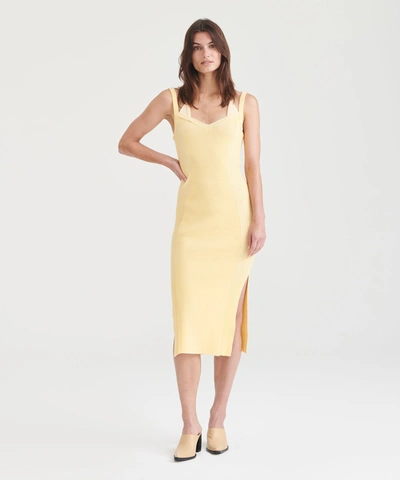 Naadam Color-plaited Cutout Midi Tank Dress In Pale Yellow