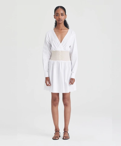 Naadam Cotton Cashmere Mixed Media Mini Dress Latte