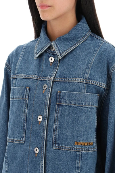 Shop Burberry 'bensen' Denim Overshirt Women In Blue