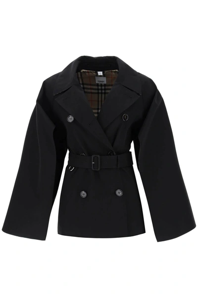 Shop Burberry 'ness' Double-breasted Raincoat In Cotton Gabardine Women In Black