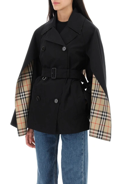 Shop Burberry 'ness' Double-breasted Raincoat In Cotton Gabardine Women In Black