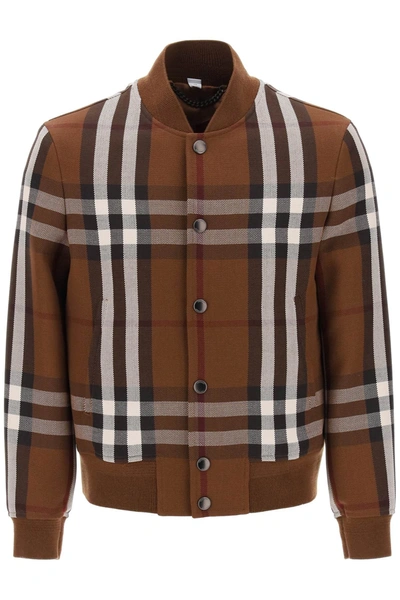 Shop Burberry Bomber Jacket With  Check Motif Men In Brown