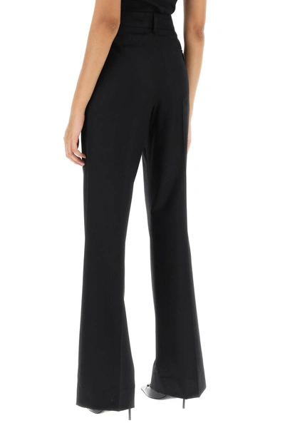 Shop Dolce & Gabbana Flannel Trousers With Logo Tag Women In Black