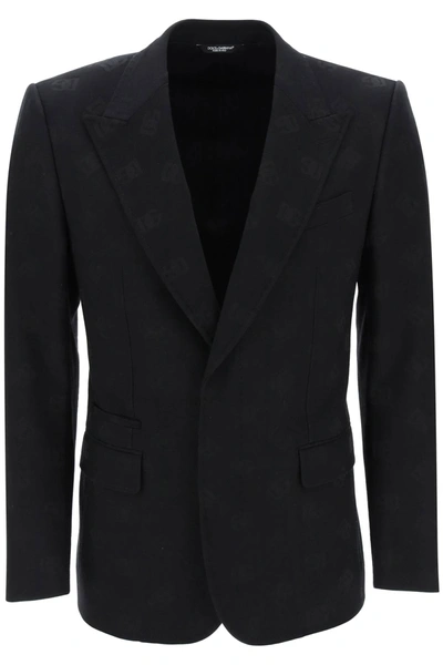 Shop Dolce & Gabbana Sicilia Single-breasted Monogram Jacket Men In Black