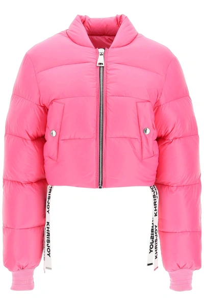 Shop Khrisjoy Cropped Puff Jacket Women In Pink