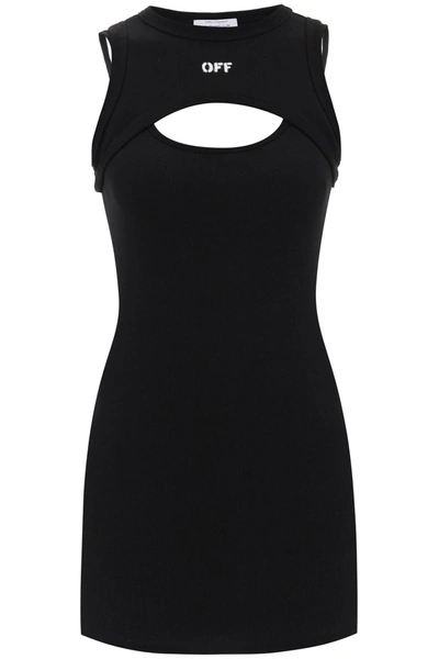 Shop Off-white Cut-out Mini Dress Women In Black