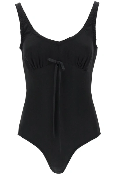 Shop Simone Rocha Silk Blend Bodysuit With Bow Detail Women In Black