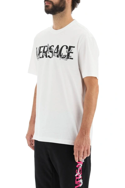 Shop Versace Cotton Logo T-shirt Men In White