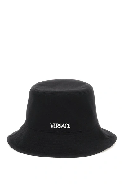 Shop Versace Embroidered Bucket Hat Women In Black