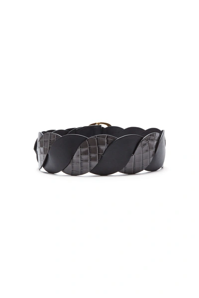 Shop Altuzarra 'twist' Braid Belt In Dark Grey Croc/black