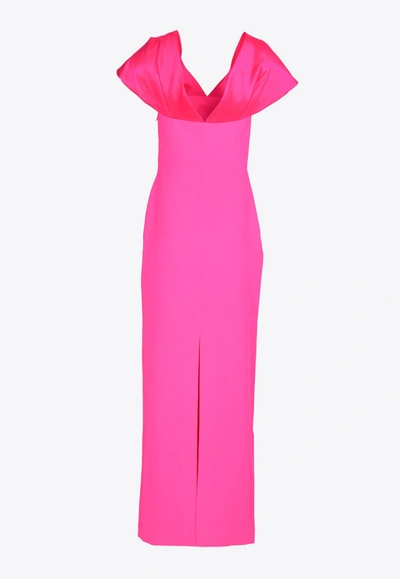 Shop Solace London Dakota Off-shoulder Maxi Dress In Fuchsia