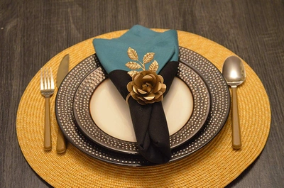 Vibhsa Golden Rose Set Of 4 Napkin Rings