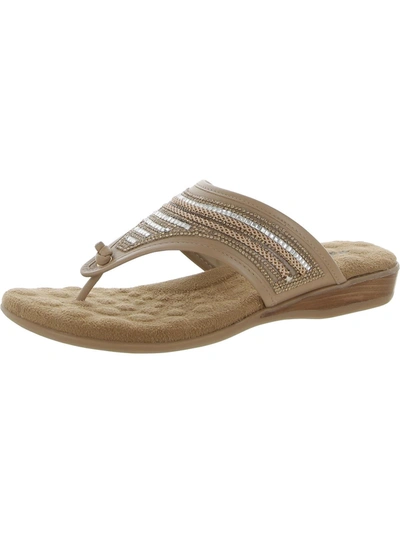 Shop Walking Cradles Nella Womens Leather Flip-flop Thong Sandals In Beige