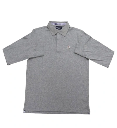 Psycho Bunny Men's Garment Dye Long Sleeve Polo In Heather Grey In Grey