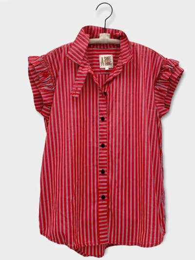 Shop A Shirt Thing Ivy Stripe Blouse In Red