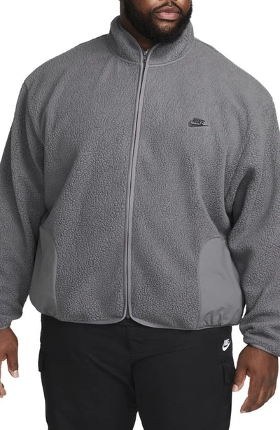 Shop Nike Club Fleece Zip Jacket In Iron Grey/ Black