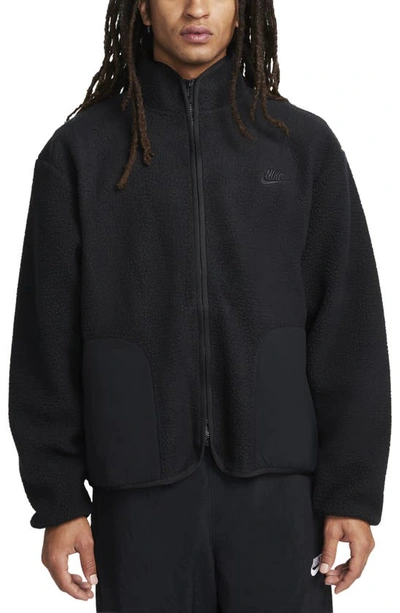 Shop Nike Club Fleece Zip Jacket In Black/ Black